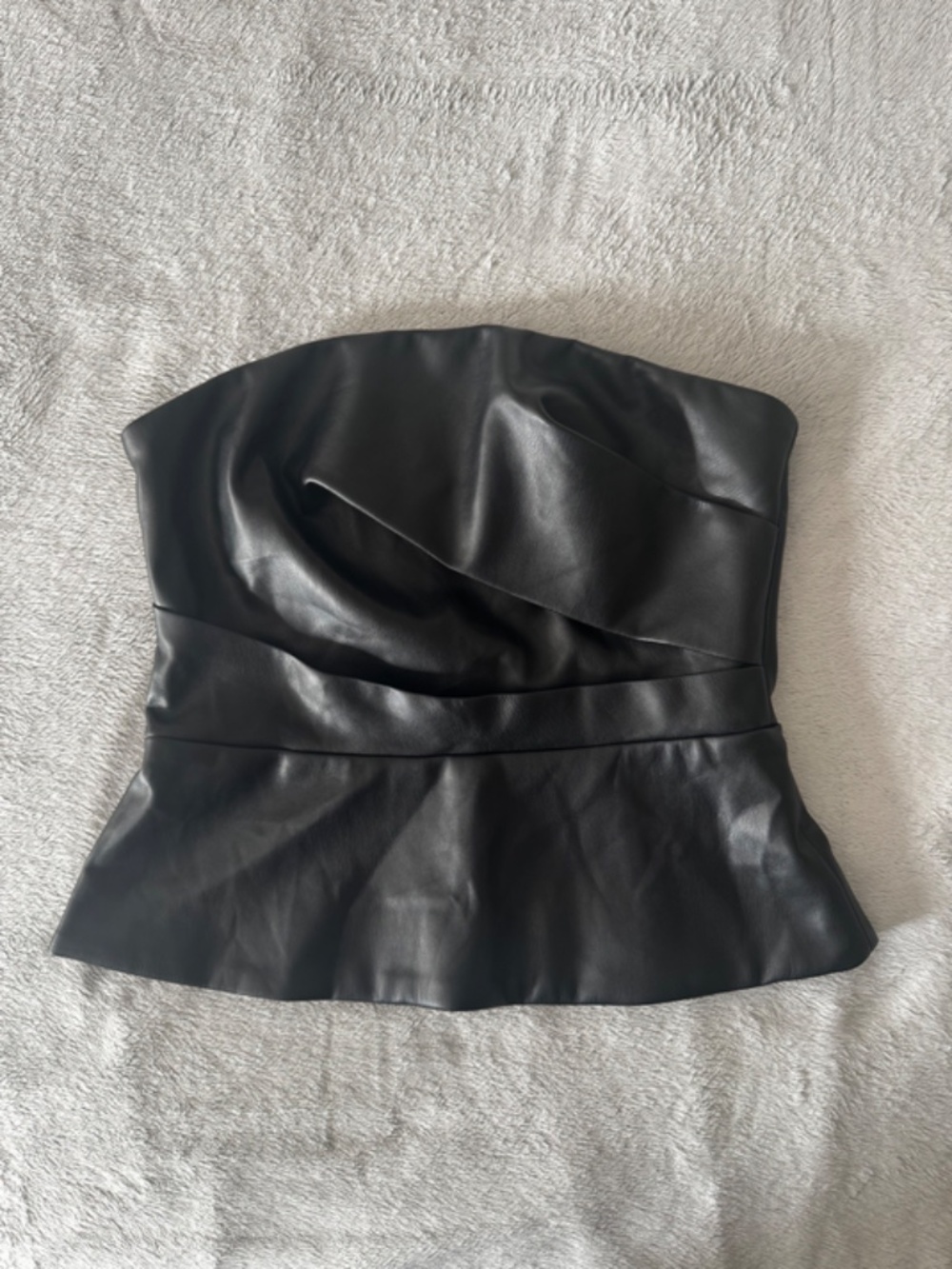 WHBM Faux Leather Black Bustier Size 2 NWT